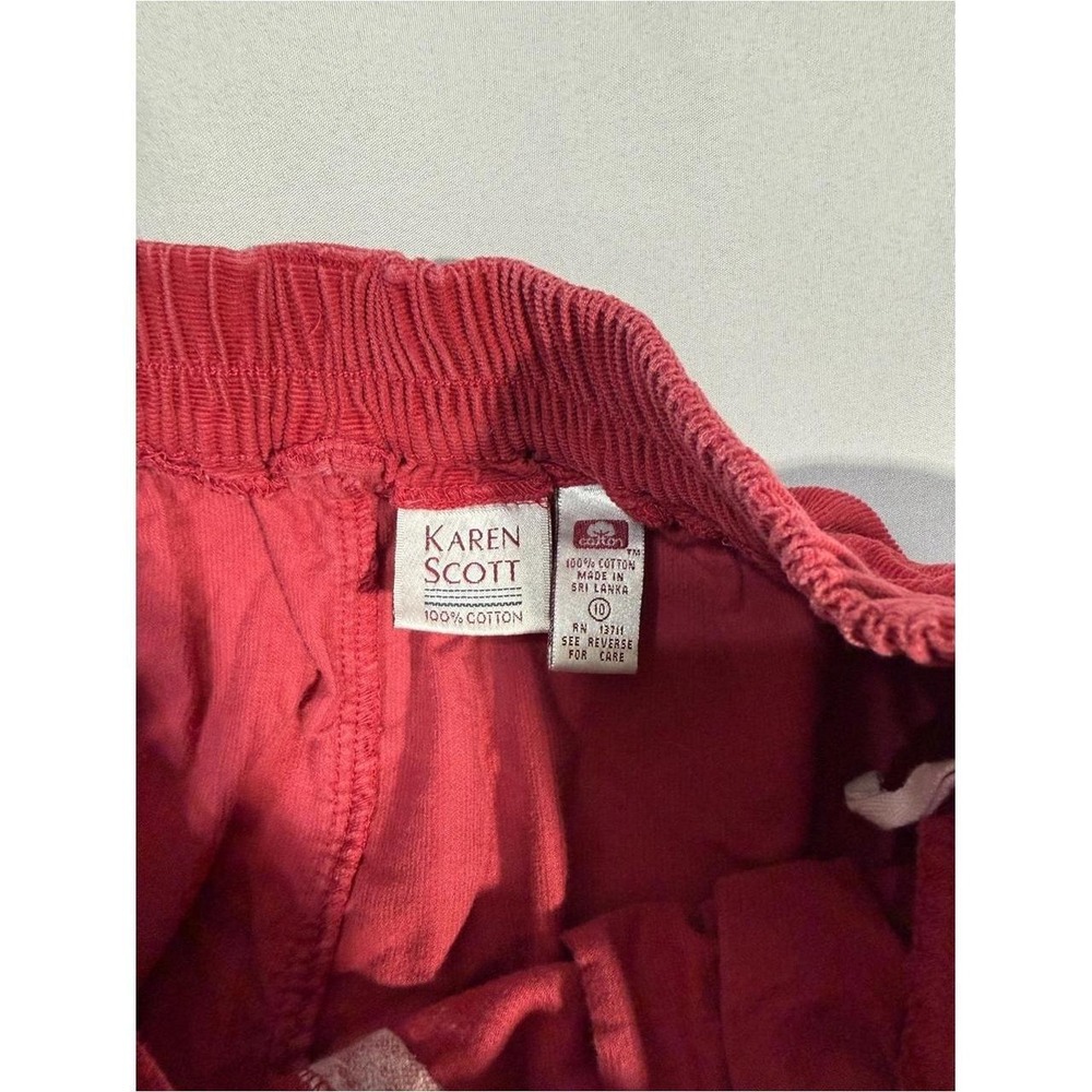 Karen Scott Vintage 90s Crimson Red Corduroy Button Front Midi Skirt Womens 10 - Picture 3 of 3